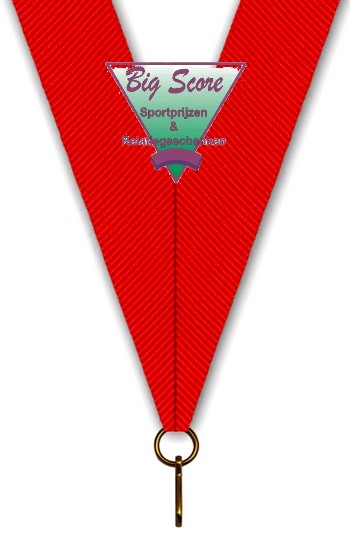 Medaillehalslint breed Rood